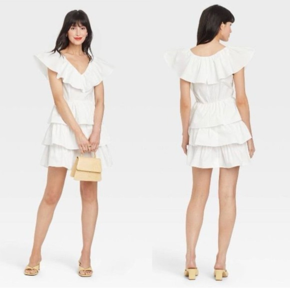 Whowhatwear Elegant White Ruffle Dress - Picture 2 of 7